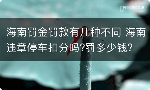 海南罚金罚款有几种不同 海南违章停车扣分吗?罚多少钱?