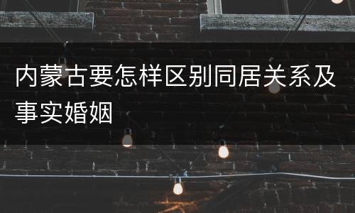 内蒙古要怎样区别同居关系及事实婚姻
