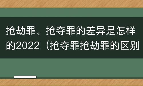 抢劫罪、抢夺罪的差异是怎样的2022（抢夺罪抢劫罪的区别）