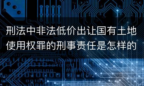 刑法中非法低价出让国有土地使用权罪的刑事责任是怎样的