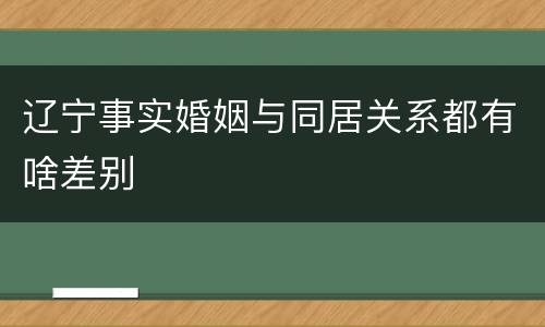 辽宁事实婚姻与同居关系都有啥差别