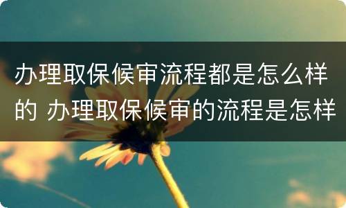 办理取保候审流程都是怎么样的 办理取保候审的流程是怎样的