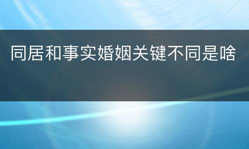 同居和事实婚姻关键不同是啥