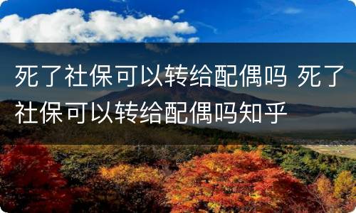 死了社保可以转给配偶吗 死了社保可以转给配偶吗知乎