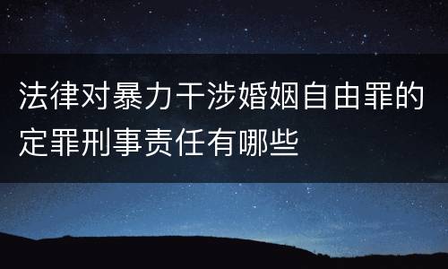 法律对暴力干涉婚姻自由罪的定罪刑事责任有哪些