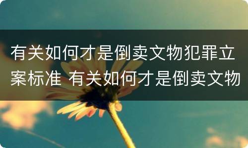 有关如何才是倒卖文物犯罪立案标准 有关如何才是倒卖文物犯罪立案标准的案例