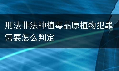 刑法非法种植毒品原植物犯罪需要怎么判定
