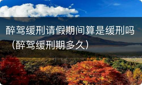 醉驾缓刑请假期间算是缓刑吗（醉驾缓刑期多久）
