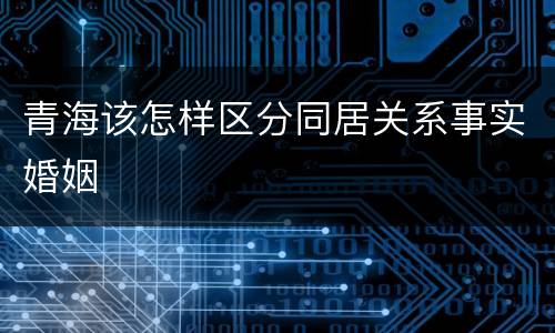 青海该怎样区分同居关系事实婚姻