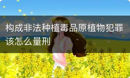 构成非法种植毒品原植物犯罪该怎么量刑