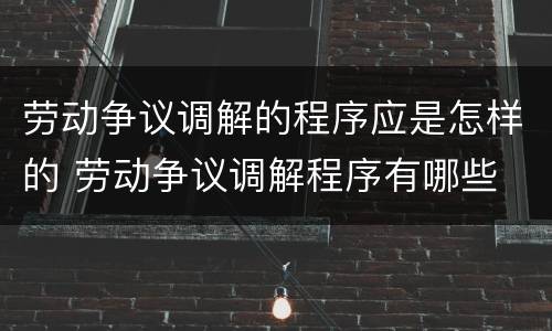 劳动争议调解的程序应是怎样的 劳动争议调解程序有哪些
