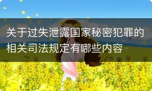 关于过失泄露国家秘密犯罪的相关司法规定有哪些内容