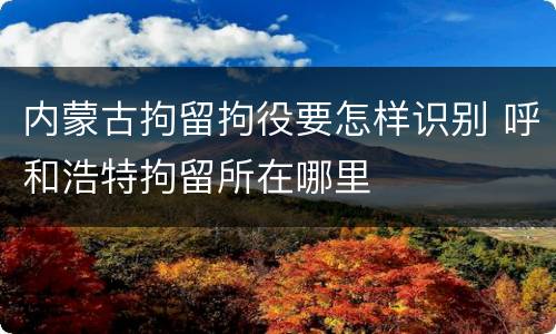 内蒙古拘留拘役要怎样识别 呼和浩特拘留所在哪里