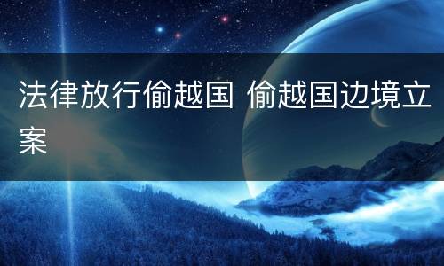 法律放行偷越国 偷越国边境立案