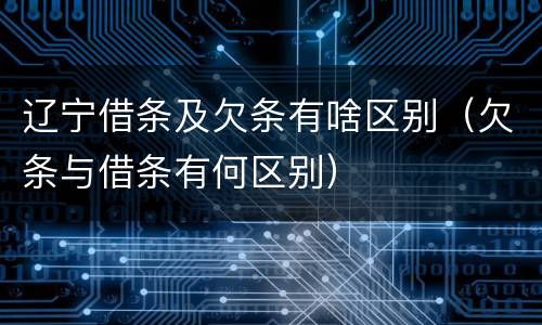 辽宁借条及欠条有啥区别（欠条与借条有何区别）