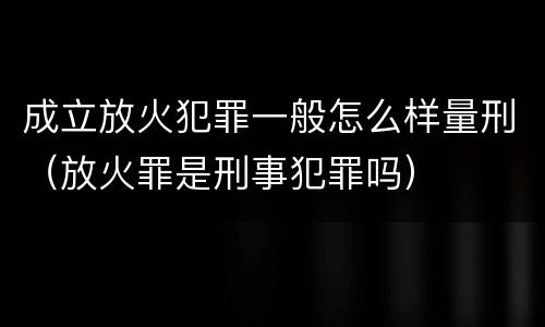 成立放火犯罪一般怎么样量刑（放火罪是刑事犯罪吗）