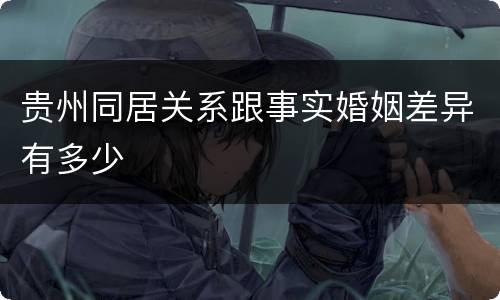 贵州同居关系跟事实婚姻差异有多少
