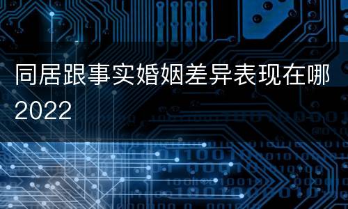 同居跟事实婚姻差异表现在哪2022