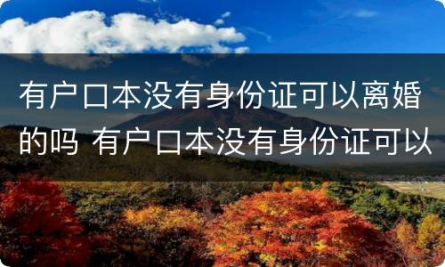有户口本没有身份证可以离婚的吗 有户口本没有身份证可以离婚的吗现在