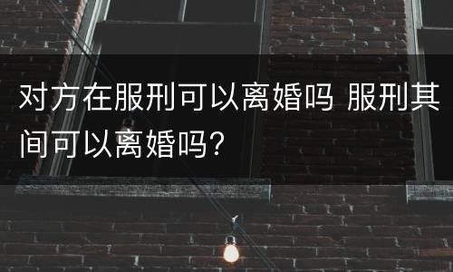 对方在服刑可以离婚吗 服刑其间可以离婚吗?
