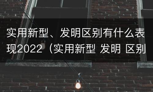 实用新型、发明区别有什么表现2022（实用新型 发明 区别）