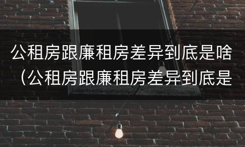 公租房跟廉租房差异到底是啥（公租房跟廉租房差异到底是啥原因）