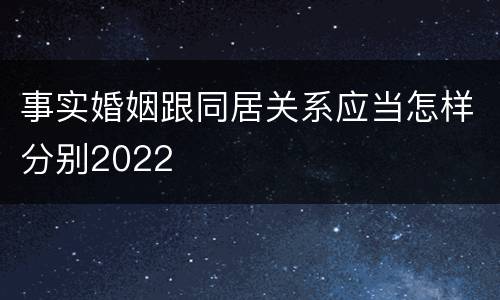 事实婚姻跟同居关系应当怎样分别2022