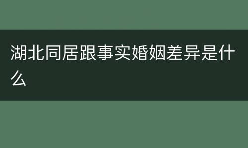 湖北同居跟事实婚姻差异是什么