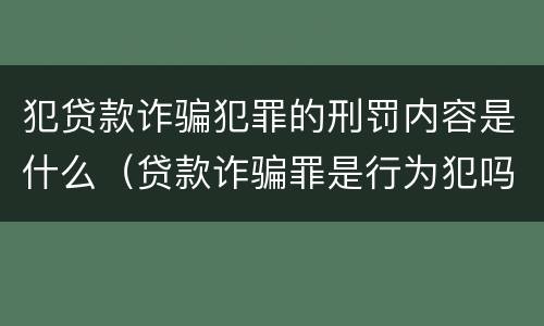 犯贷款诈骗犯罪的刑罚内容是什么（贷款诈骗罪是行为犯吗）