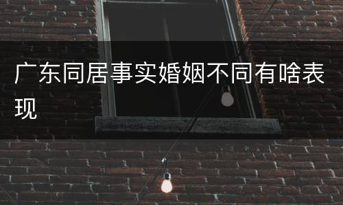 广东同居事实婚姻不同有啥表现