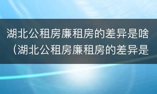 湖北公租房廉租房的差异是啥（湖北公租房廉租房的差异是啥呀）