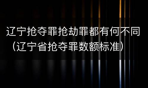 辽宁抢夺罪抢劫罪都有何不同（辽宁省抢夺罪数额标准）