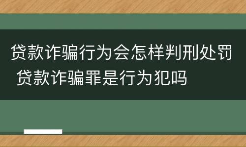 贷款诈骗行为会怎样判刑处罚 贷款诈骗罪是行为犯吗