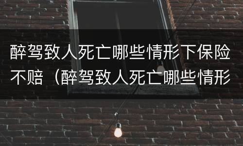醉驾致人死亡哪些情形下保险不赔（醉驾致人死亡哪些情形下保险不赔偿）