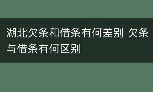 湖北欠条和借条有何差别 欠条与借条有何区别