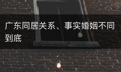 广东同居关系、事实婚姻不同到底