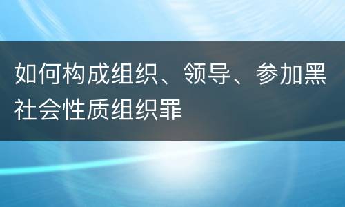 如何构成组织、领导、参加黑社会性质组织罪
