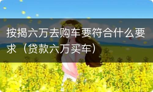 按揭六万去购车要符合什么要求（贷款六万买车）