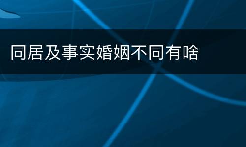 同居及事实婚姻不同有啥