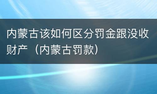 内蒙古该如何区分罚金跟没收财产（内蒙古罚款）
