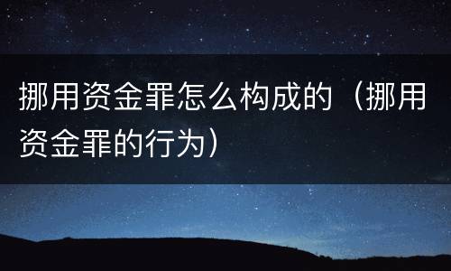 挪用资金罪怎么构成的（挪用资金罪的行为）