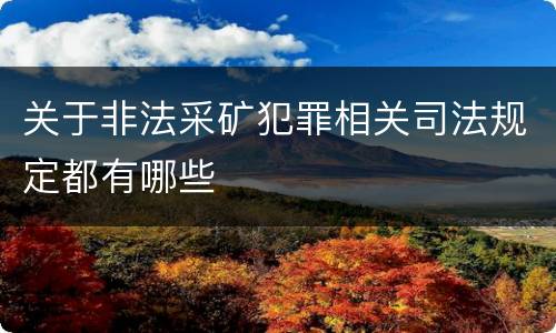 关于非法采矿犯罪相关司法规定都有哪些