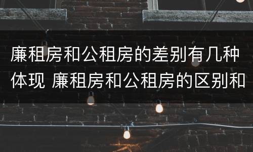 廉租房和公租房的差别有几种体现 廉租房和公租房的区别和联系