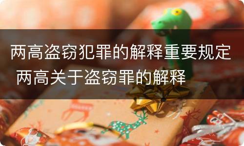 两高盗窃犯罪的解释重要规定 两高关于盗窃罪的解释