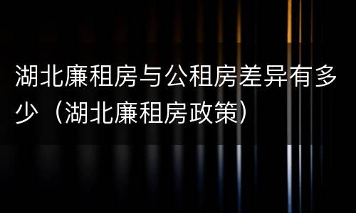 湖北廉租房与公租房差异有多少（湖北廉租房政策）