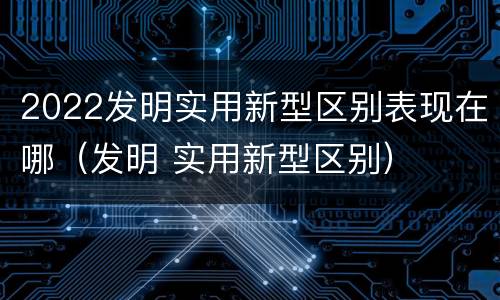 2022发明实用新型区别表现在哪（发明 实用新型区别）