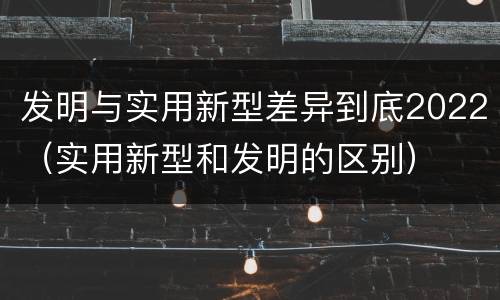 发明与实用新型差异到底2022（实用新型和发明的区别）