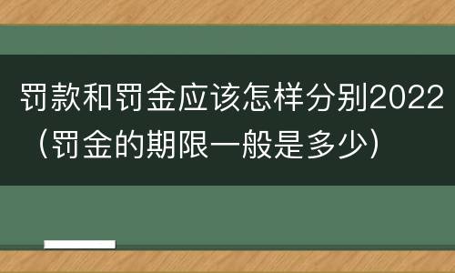 罚款和罚金应该怎样分别2022（罚金的期限一般是多少）