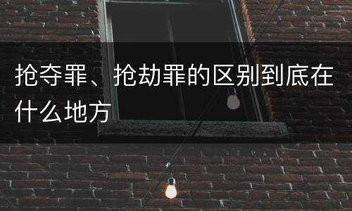 抢夺罪、抢劫罪的区别到底在什么地方