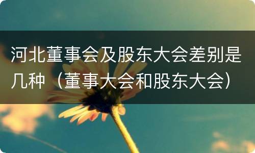 河北董事会及股东大会差别是几种（董事大会和股东大会）